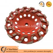 China 7" S shape turbo diamond grinding cup wheel for floor concrete